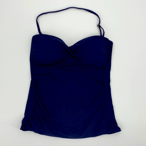 NWT Anne Cole Twist Front Bandeaukini Navy Swim Top Size X-Large - Picture 4 of 8